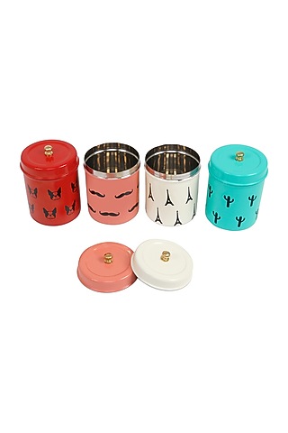 Elan Handsome Food Storage Canister Collection, Kitchen Jars, Set of 4, (Stainless Steel, 500ml) by Living with Elan