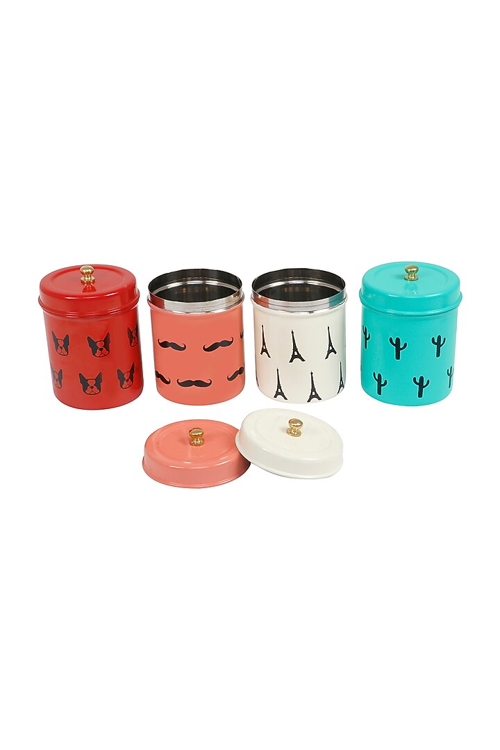 Elan Handsome Food Storage Canister Collection, Kitchen Jars, Set of 4, (Stainless Steel, 500ml) by Living with Elan at Pernia's Pop Up Shop
