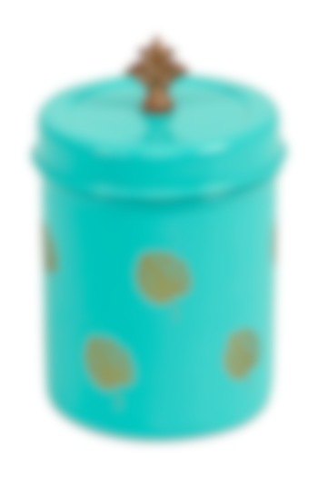 Elan On-Trend Leaf Print Jar, Stainless Steel, Food Storage Canister, 500ml, Aqua? by Living with Elan at Pernia's Pop Up Shop