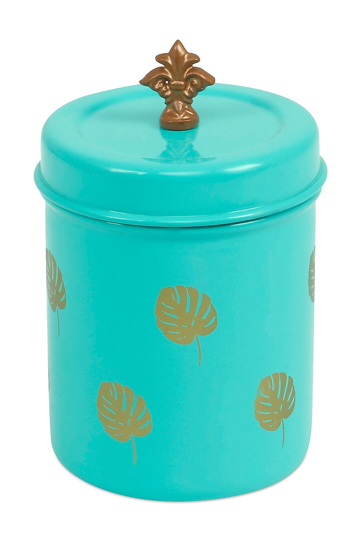 Elan On-Trend Leaf Print Jar, Stainless Steel, Food Storage Canister, 500ml, Aqua? by Living with Elan at Pernia's Pop Up Shop