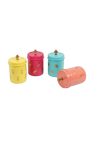 Elan Tropical Food Storage Canister Collection, Kitchen Jars, Set of 4, (Stainless Steel, 500ml) by Living with Elan