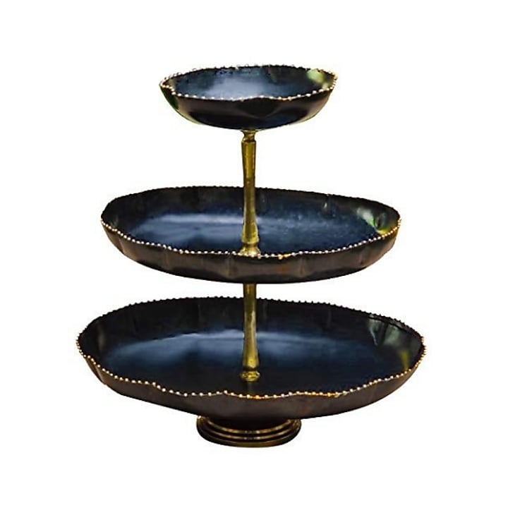 The Kesar Oval Three Tier Cake Stand (Antique Black) by Living with