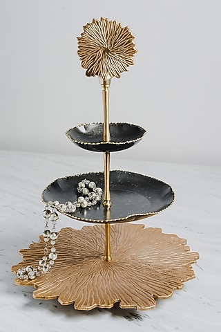The Dhoora Kesar Three Tier Stand (Antique Black) by Living with Elan