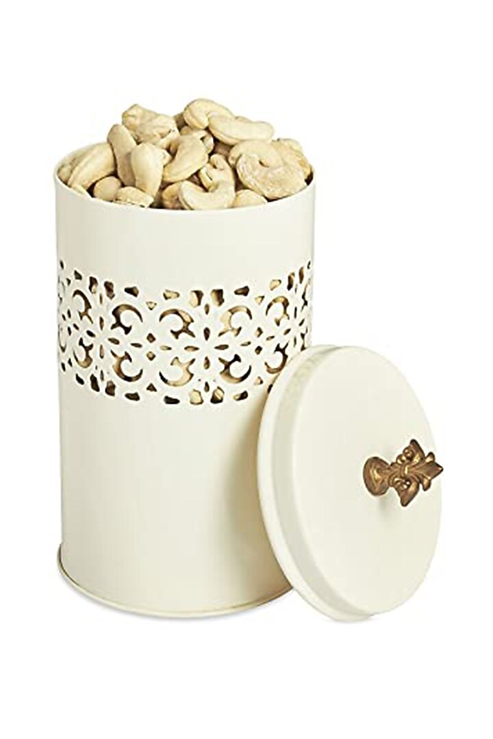 Ivory Galvanised Steel Canister & Tray Set (Set of 3) by Living with Elan at Pernia's Pop Up Shop