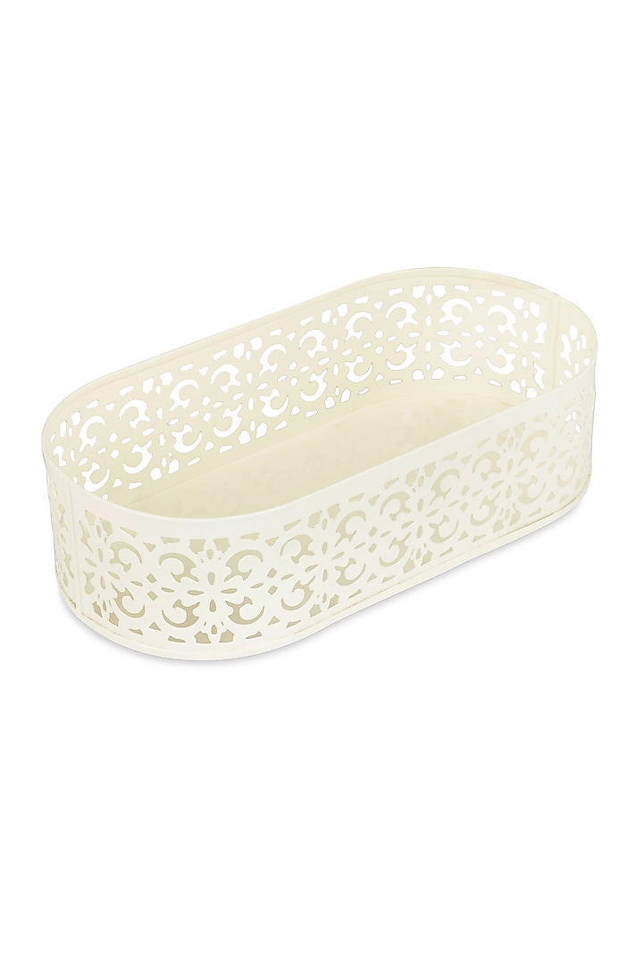 Ivory Galvanised Steel Canister & Tray Set (Set of 3) by Living with Elan at Pernia's Pop Up Shop