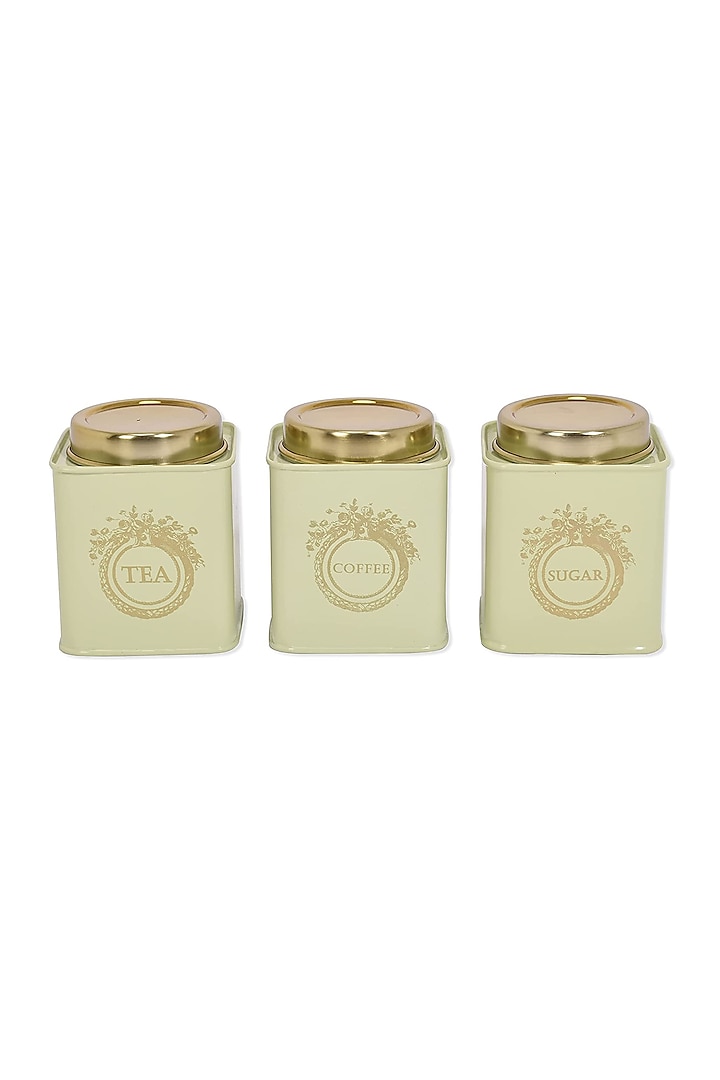 Pista Green Galvanised Steel Canisters (Set of 3) by Living with Elan