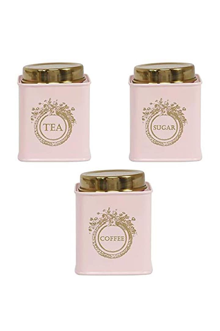 Light Pink Galvanised Steel Canisters (Set of 3) by Living with Elan