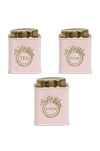 Light Pink Galvanised Steel Canisters (Set of 3) by Living with Elan