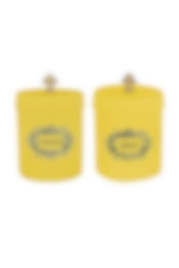 Yellow Galvanised Steel Canisters (Set of 2) by Living with Elan at Pernia's Pop Up Shop