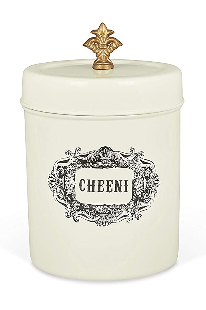 Ivory Galvanised Steel Canisters (Set of 2) by Living with Elan at Pernia's Pop Up Shop