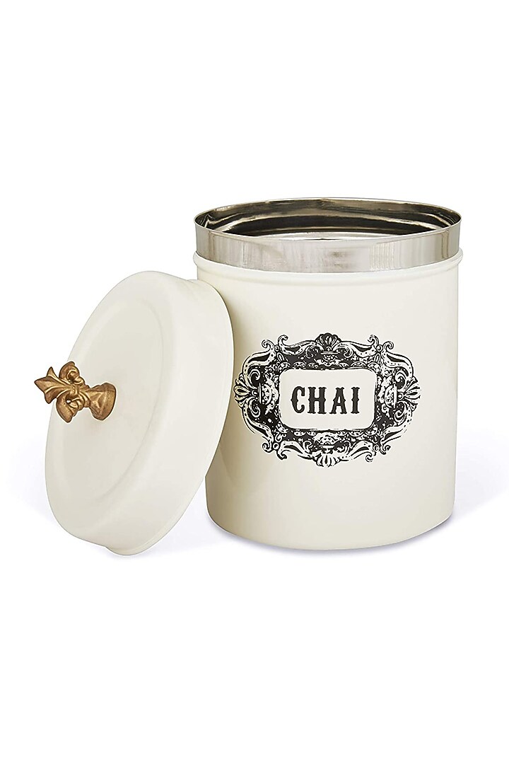 Ivory Galvanised Steel Canisters (Set of 2) by Living with Elan at Pernia's Pop Up Shop