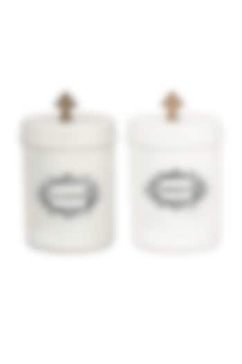 Ivory Galvanised Steel Canisters (Set of 2) by Living with Elan