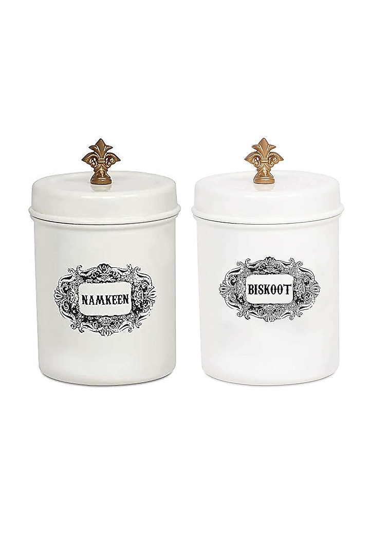 Ivory Galvanised Steel Canisters (Set of 2) by Living with Elan