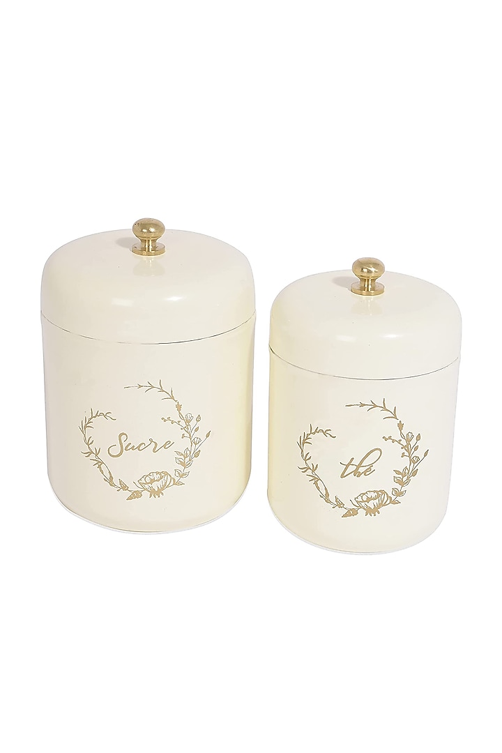 Ivory Canisters In Galvanised Steel (Set of 2) by Living with Elan