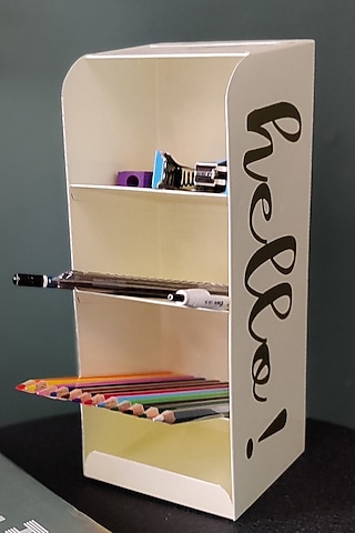 Beige Metal Desk Organiser by Living with Elan