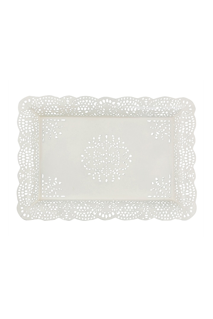 Ivory Galvanised Steel Tray by Living with Elan