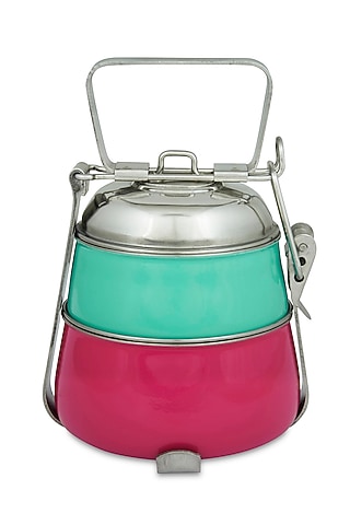 Aqua & Pink Galvanised Steel Tiffin by Living with Elan
