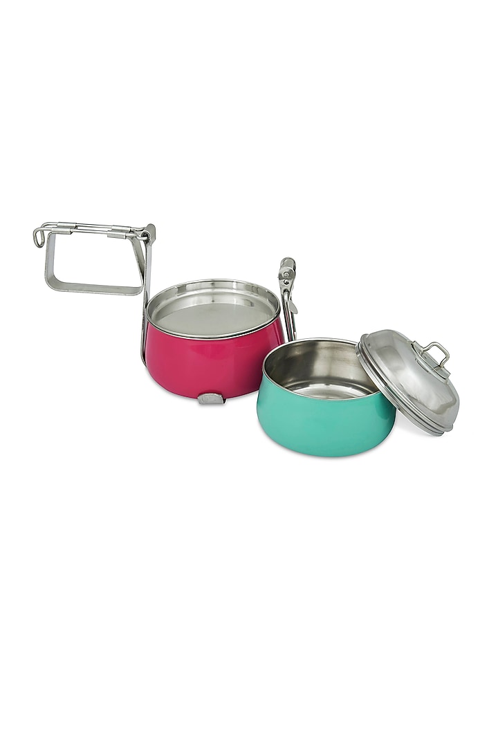 Aqua & Pink Galvanised Steel Tiffin by Living with Elan at Pernia's Pop Up Shop