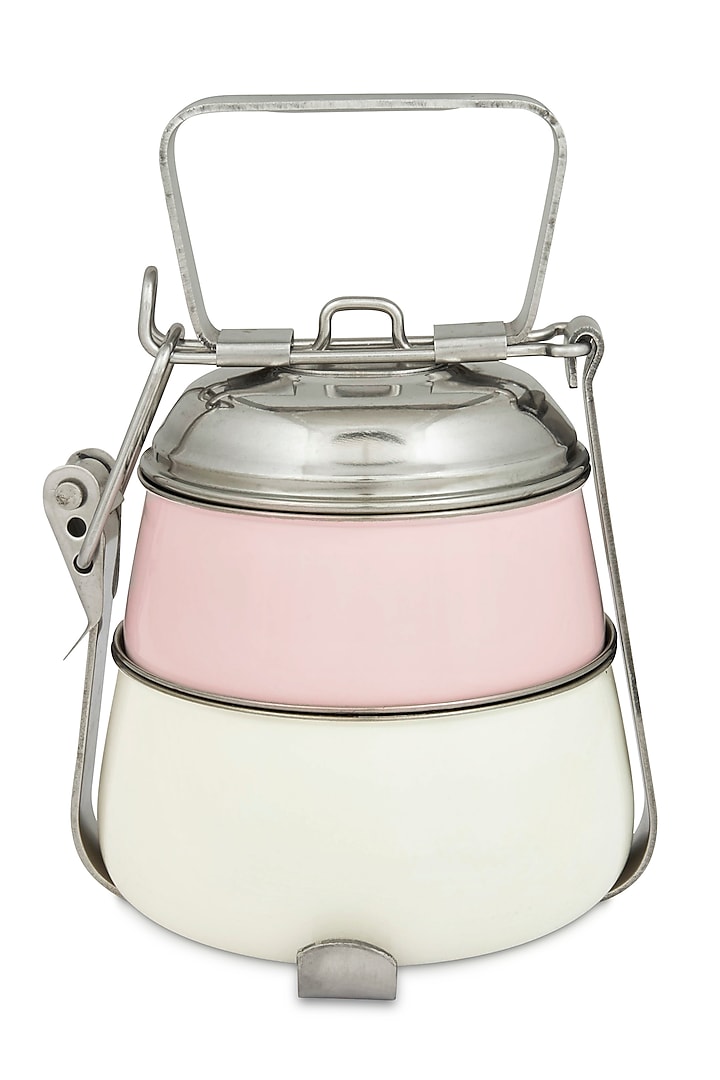 Ivory & Light Pink Galvanised Steel Tiffin by Living with Elan