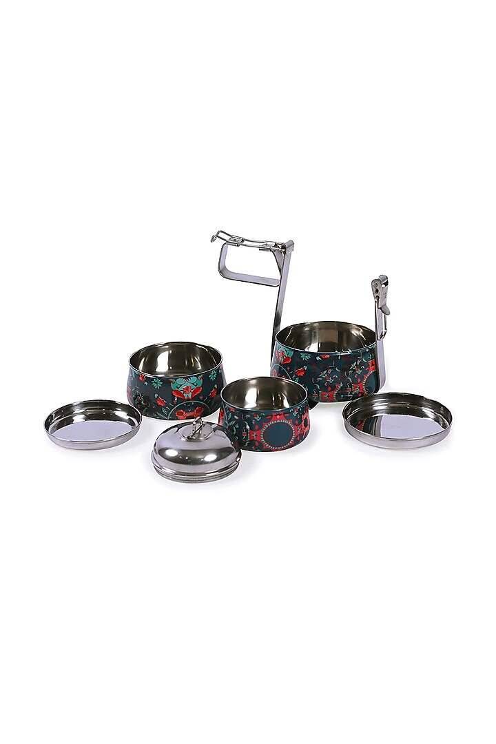 Multi-Colored Galvanised Steel Tiffin by Living with Elan at Pernia's Pop Up Shop