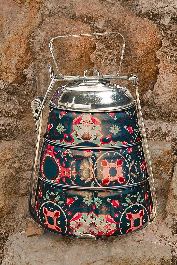 Multi-Colored Galvanised Steel Tiffin by Living with Elan at Pernia's Pop Up Shop