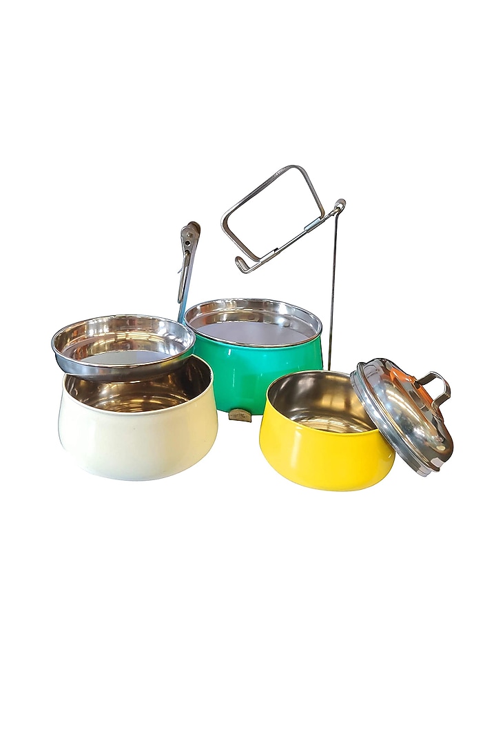Multi-Colored Galvanised Steel Tiffin by Living with Elan at Pernia's Pop Up Shop
