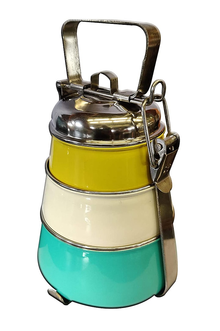 Multi-Colored Galvanised Steel Tiffin by Living with Elan at Pernia's Pop Up Shop