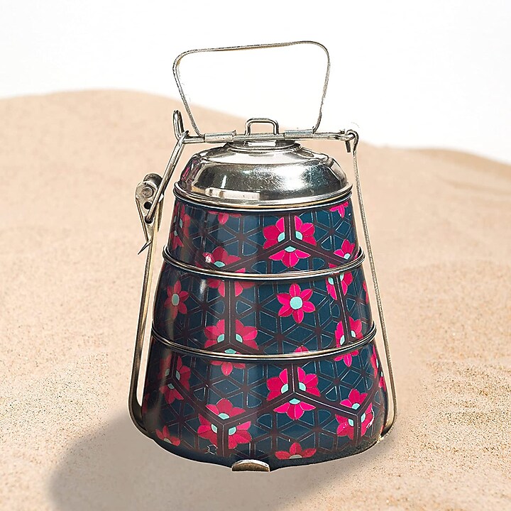 Multi-Colored Galvanised Steel Lunch Box by Living with Elan at Pernia's Pop Up Shop