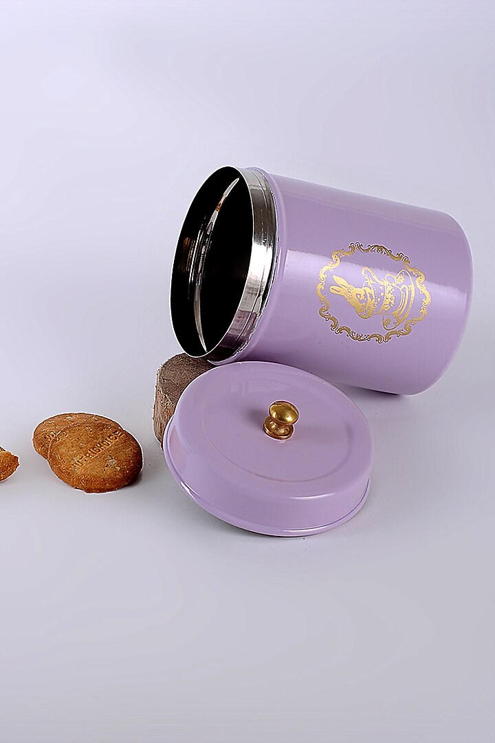 Lilac Galvanised Steel Canister by Living with Elan at Pernia's Pop Up Shop