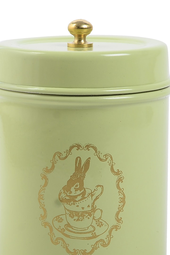 Pista Green Galvanised Steel Canister by Living with Elan at Pernia's Pop Up Shop