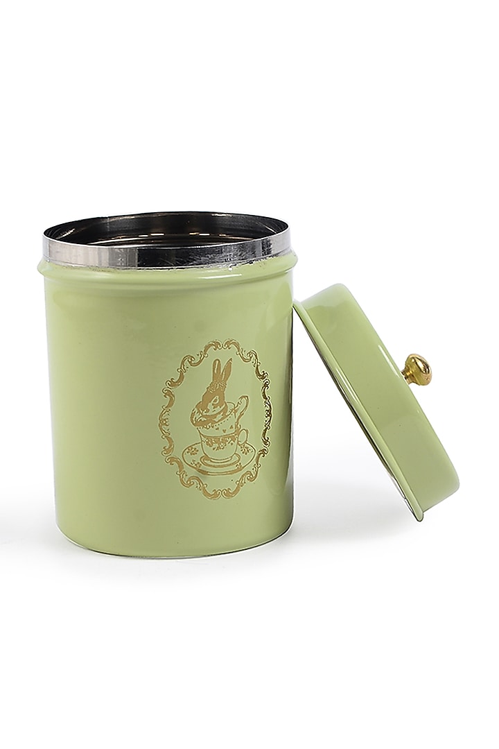 Pista Green Galvanised Steel Canister by Living with Elan at Pernia's Pop Up Shop