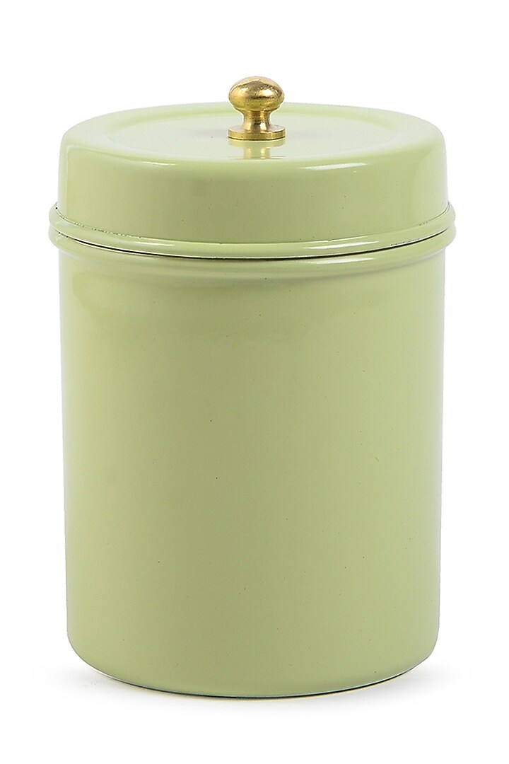 Pista Green Galvanised Steel Canister by Living with Elan at Pernia's Pop Up Shop