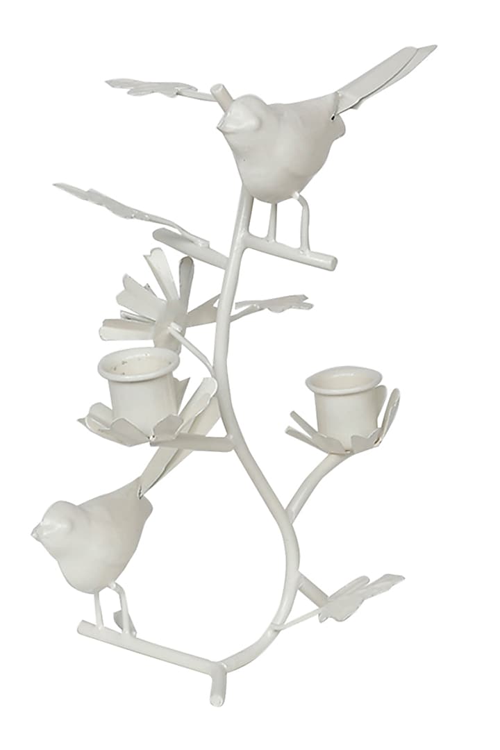 Ivory Galvanised Steel Bird Showpiece by Living with Elan
