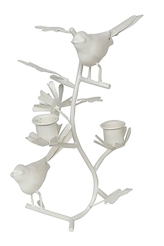 Ivory Galvanised Steel Bird Showpiece by Living with Elan