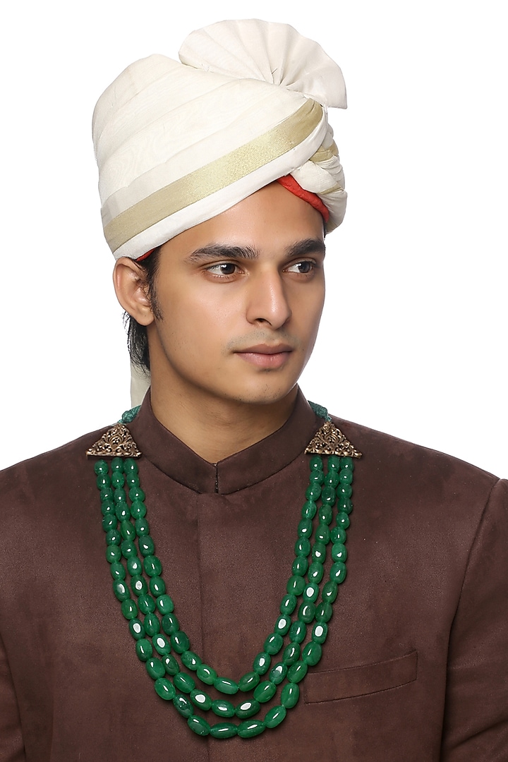 Emerald Green Glass Beaded Layered Mala by Cosa Nostraa at Pernia's Pop Up Shop