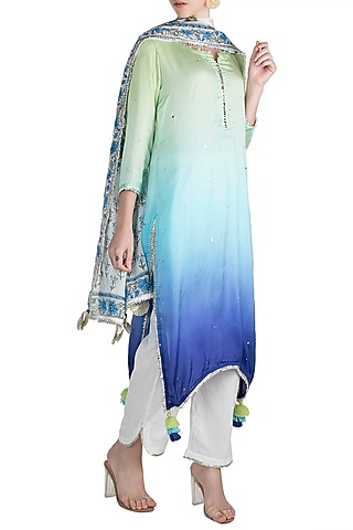 Mint Green Kurta Set by Maayera Jaipur