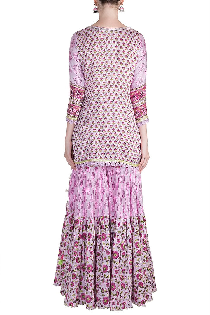 Mauve Cotton Party Wear Sharara Set by Maayera Jaipur at Pernia's Pop Up Shop