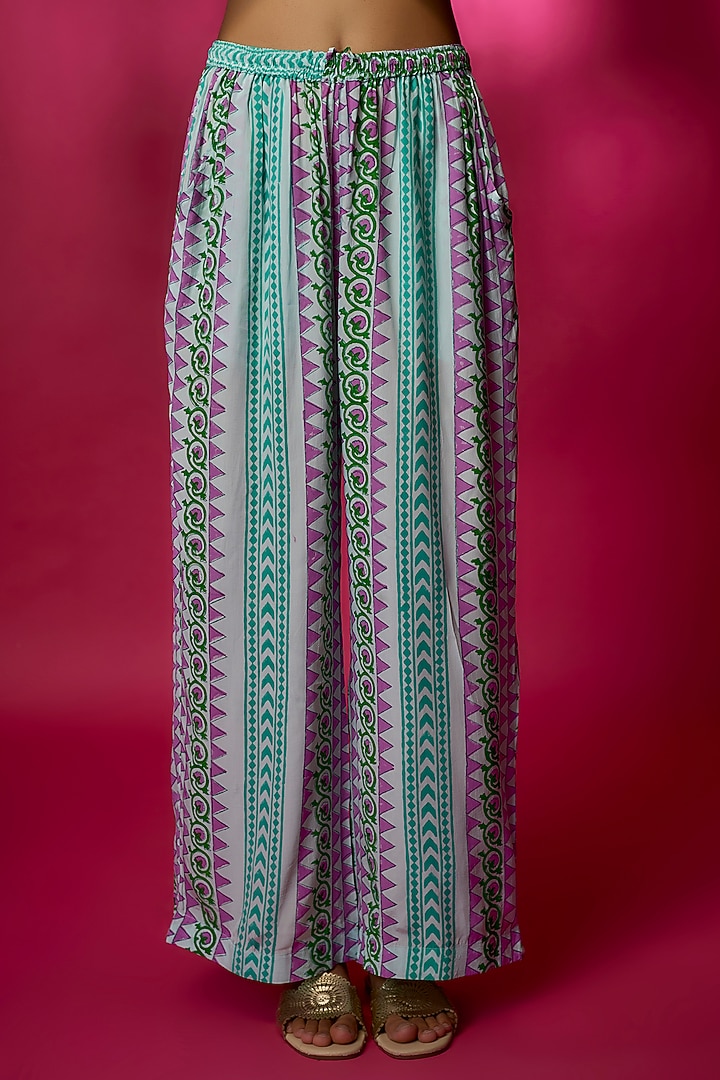 Multi-Colored Silk Crepe Kurta Set by Maayera Jaipur at Pernia's Pop Up Shop