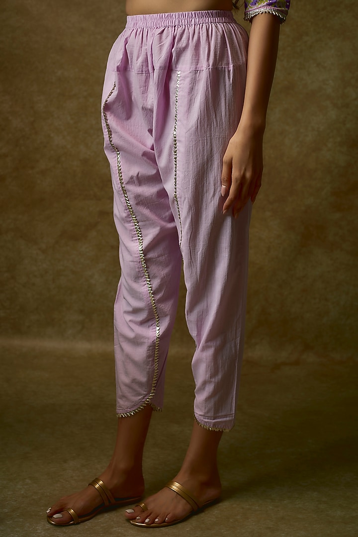 Mauve Swiss Cotton & Silk Organza Kurta Set by Maayera Jaipur at Pernia's Pop Up Shop