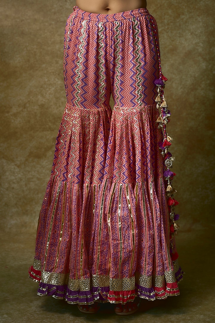 Blush Pink Silk Satin & Swiss Cotton Gharara Set by Maayera Jaipur at Pernia's Pop Up Shop