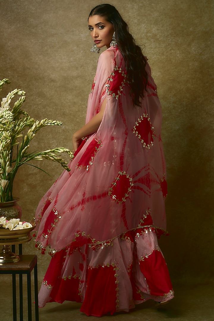 Pink & Red Spun Silk Co-Ord Set by Maayera Jaipur at Pernia's Pop Up Shop