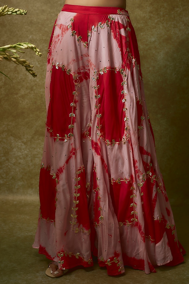 Pink & Red Spun Silk Co-Ord Set by Maayera Jaipur at Pernia's Pop Up Shop