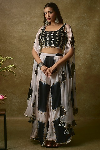 Ivory & Black Spun Silk Co-Ord Set by Maayera Jaipur