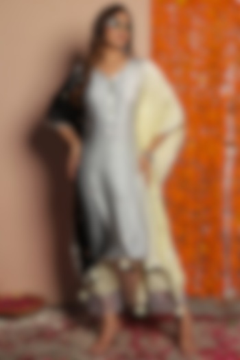 Multi-Colored Kaftan Set In Satin by Maayera Jaipur at Pernia's Pop Up Shop