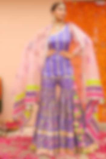 Purple Cotton Sharara Set by Maayera Jaipur