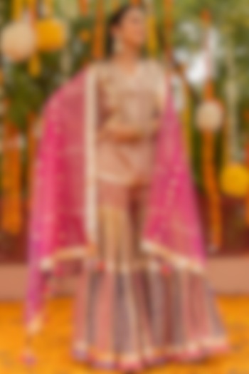 Blush Pink Organza Party Wear Sharara Set by Maayera Jaipur at Pernia's Pop Up Shop