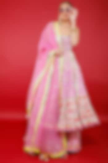 Blush Pink Swiss Cotton Anarkali Set by Maayera Jaipur