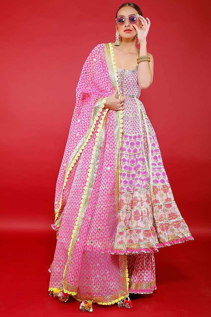 Blush Pink Swiss Cotton Party Wear Anarkali Set by Maayera Jaipur at Pernia's Pop Up Shop