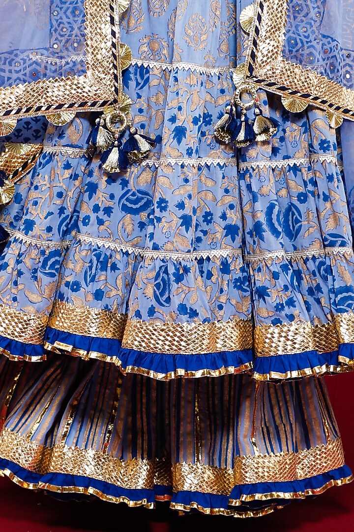 Powder Blue Swiss Cotton Party Wear Anarkali Set by Maayera Jaipur at Pernia's Pop Up Shop