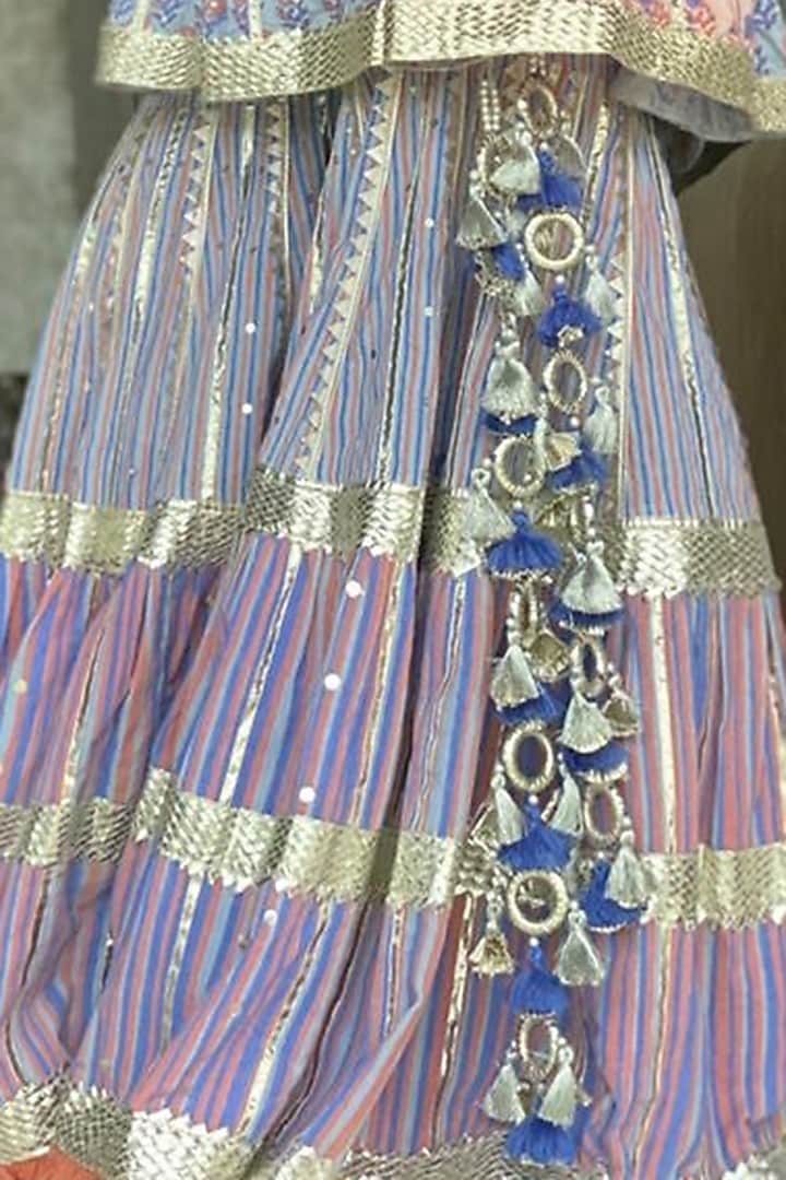 Blush Pink & Powder Blue Mul Satin Party Wear Sharara Set by Maayera Jaipur at Pernia's Pop Up Shop